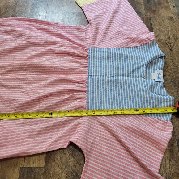 Vintage 80's Leisure Life Pastel Striped Zip-up Nightgown Muumuu Sleepwear Dress - Picture 4 of 7